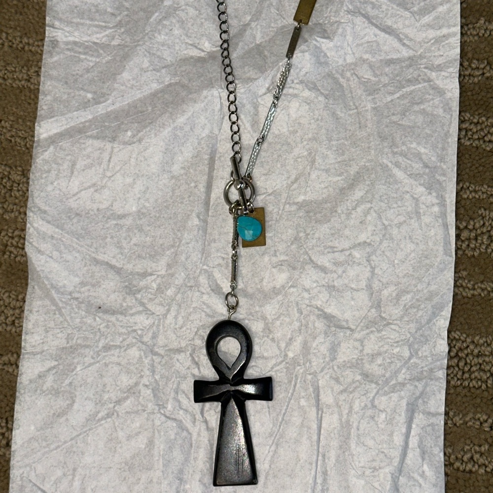 FP Mixed Metal Pendant Necklace with Turquoise Accent
